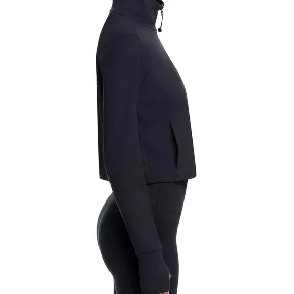 AQUA Cropped Full Zip Mock Neck Jacket Black S NWT - Picture 5 of 7